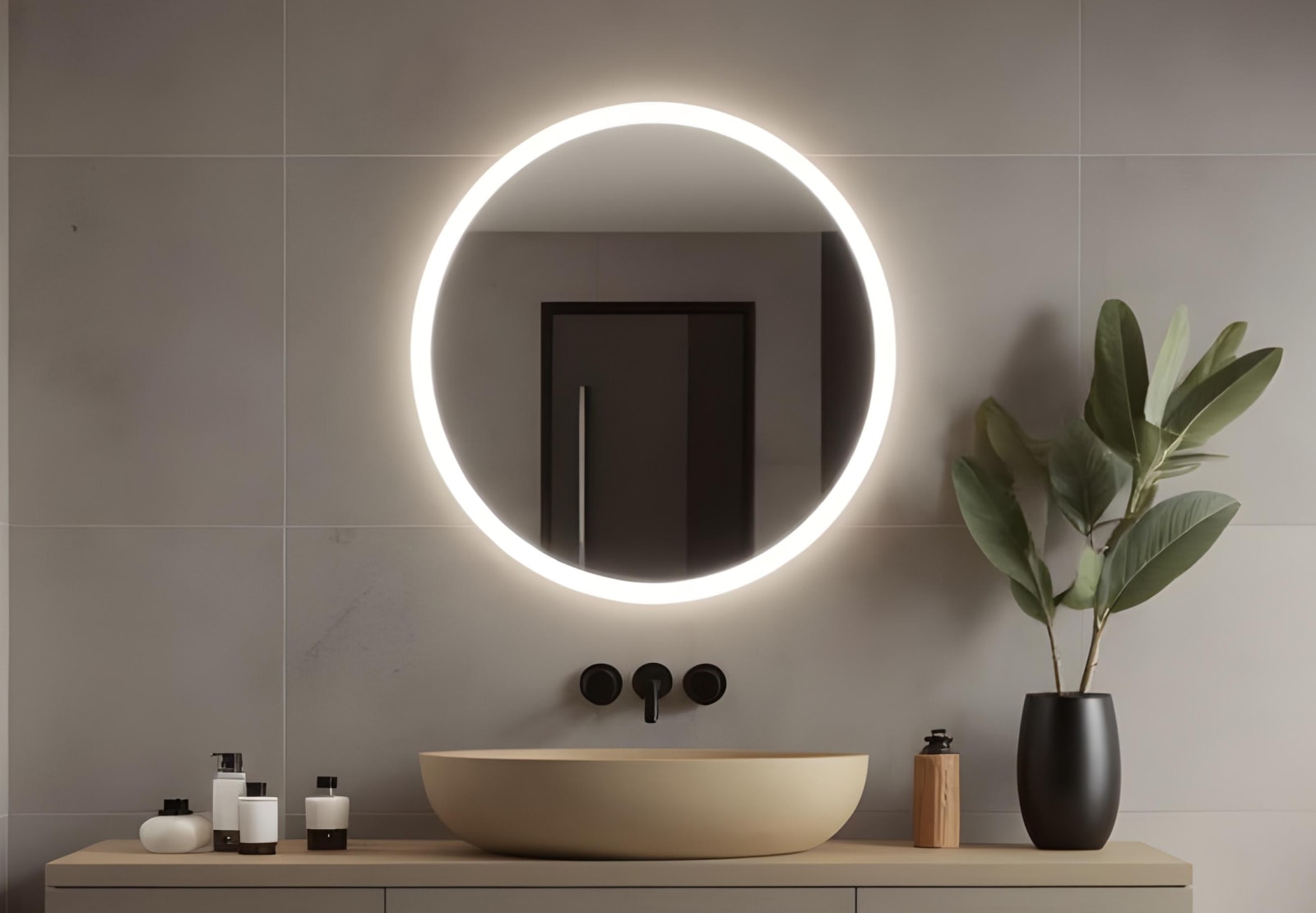 Espejo de baño con luz LED Bruntec Moon Principal 0