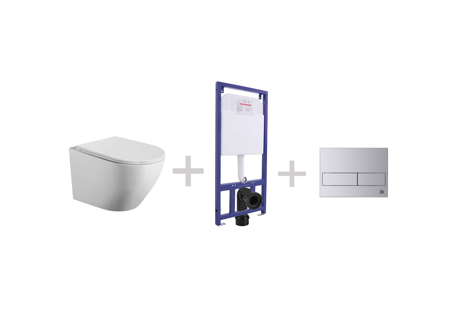 Pack inodoro suspendido + cisterna empotrada Bruntec Lisboa Plus + pulsador Principal 0