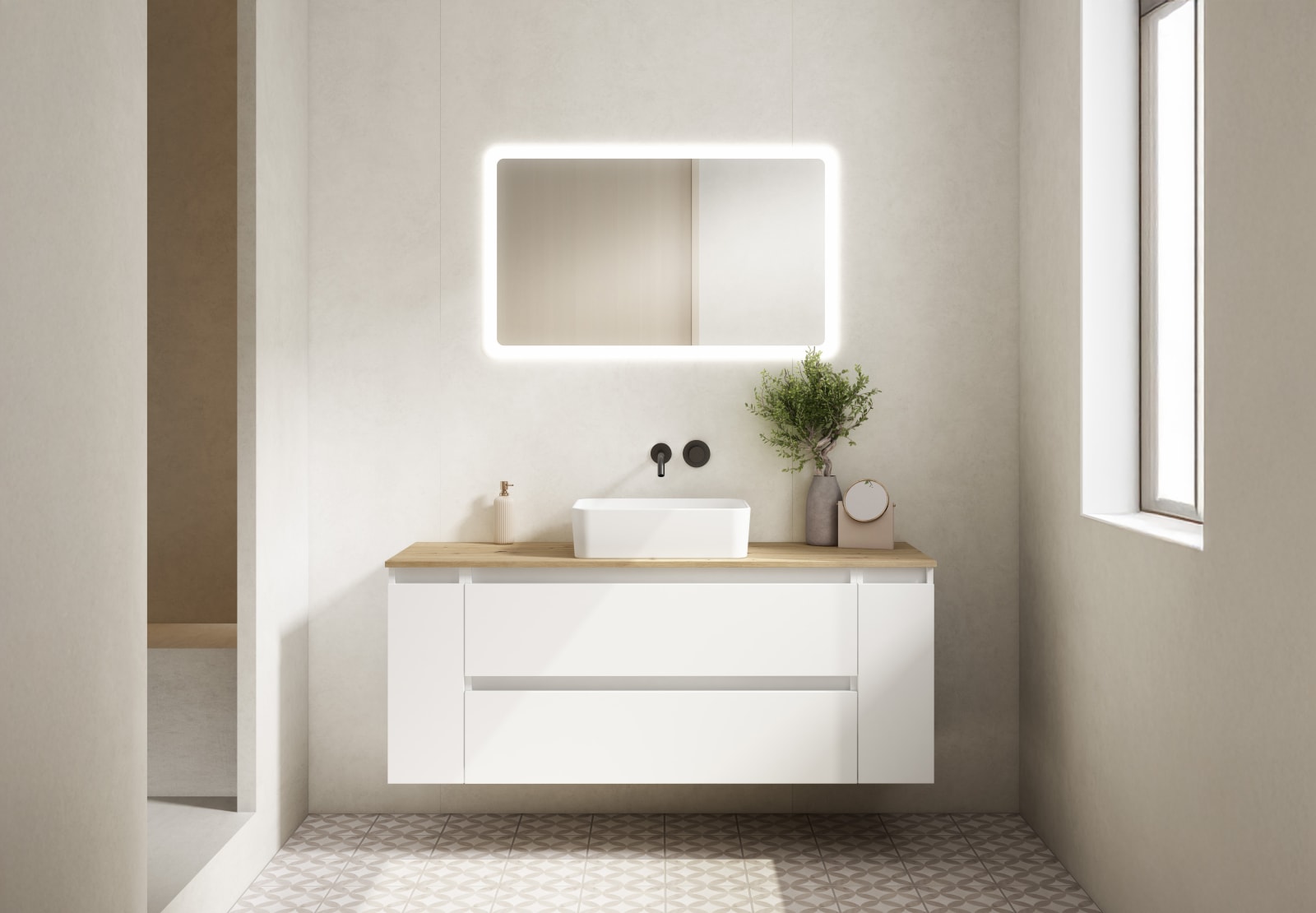 Mueble de baño con encimera Hidrofuga roble costa Viso Box Principal 0