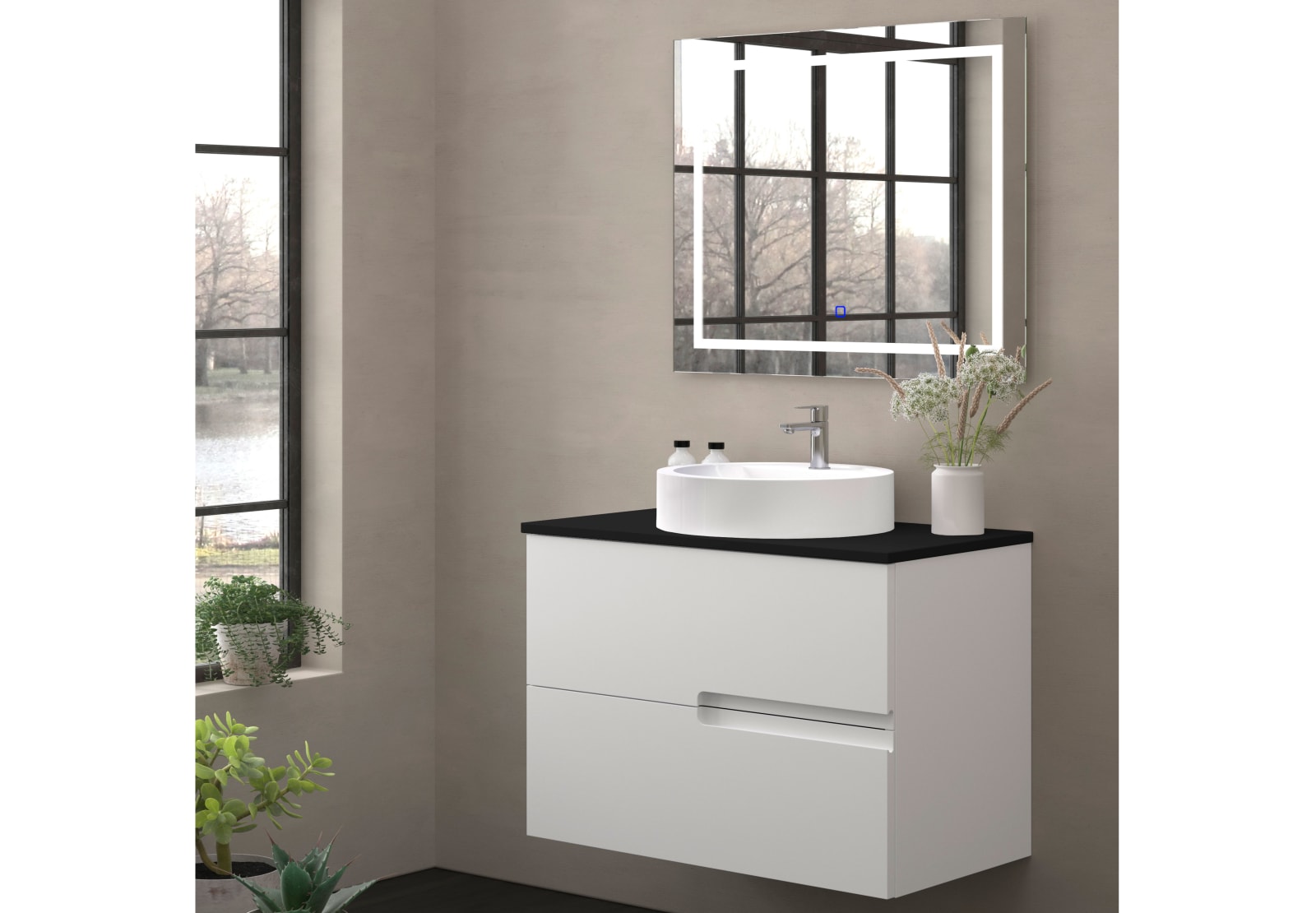 Mueble de baño con encimera piedra compactada negra Bruntec Lia colores Principal 0