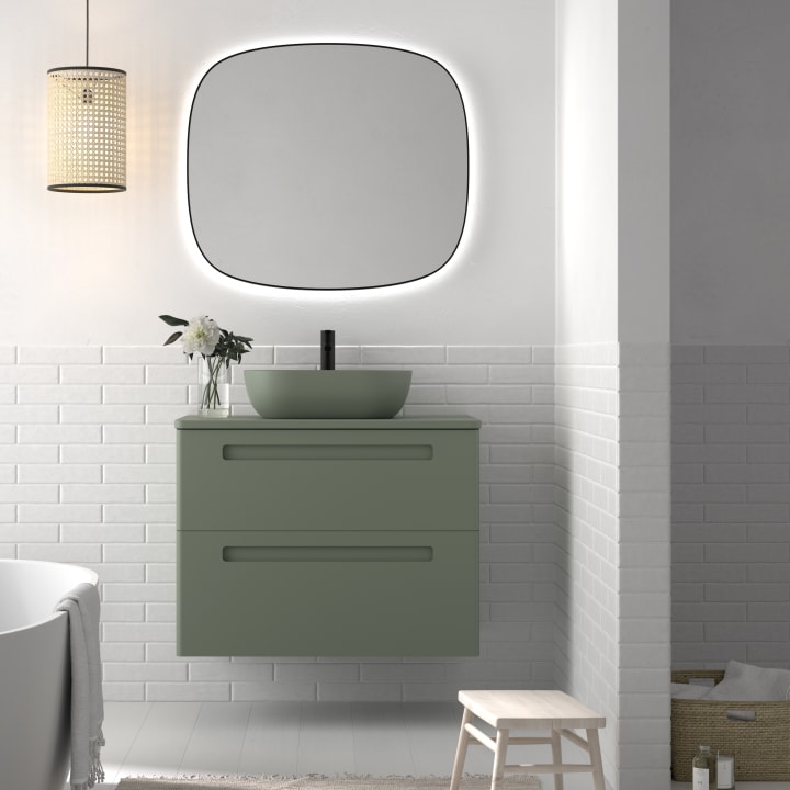 Conjunto mueble de baño con lavabo sobre encimera de microtec Avila Dos Paris Principal 2