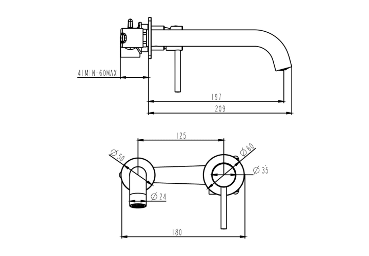 Grifo de lavabo empotrado GME Sirio Croquis 10