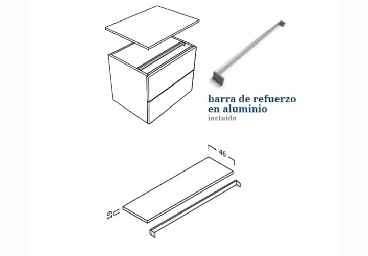 Mueble de baño con encimera de madera Coycama Landes Detalle 2