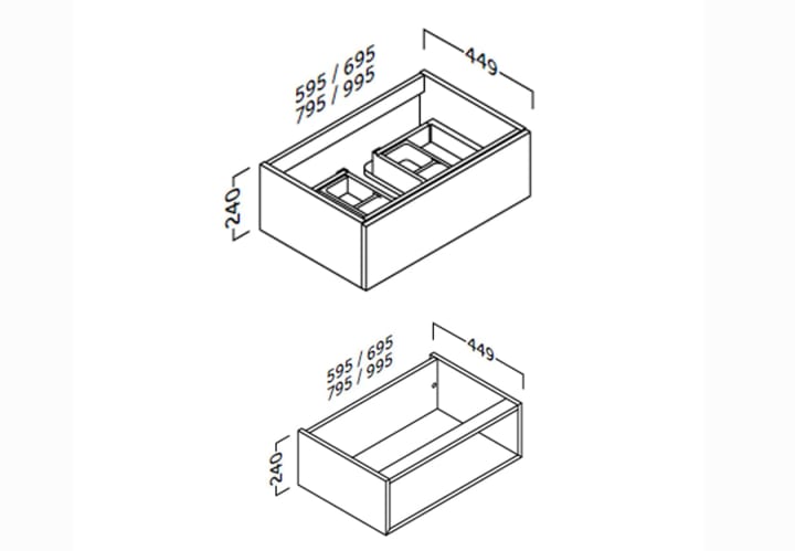 Mueble de baño con encimera de madera Coycama Landes Croquis 7