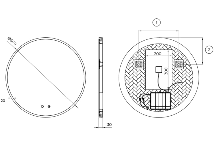 Espejo de baño con luz LED Ledimex Atenas Croquis 8