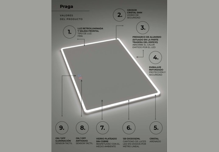 Espejo de baño con luz LED Ledimex Praga Detalle 7