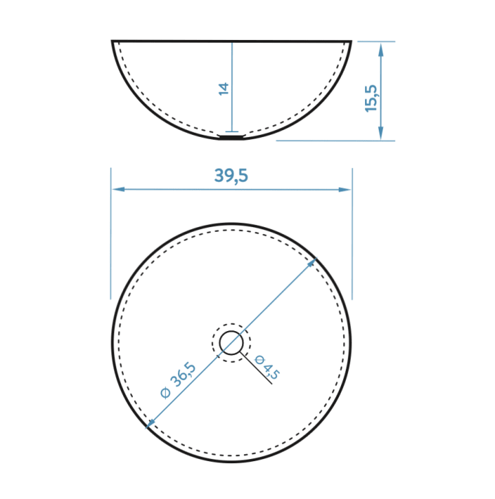Lavabo sobre encimera Bruntec Top Croquis 3