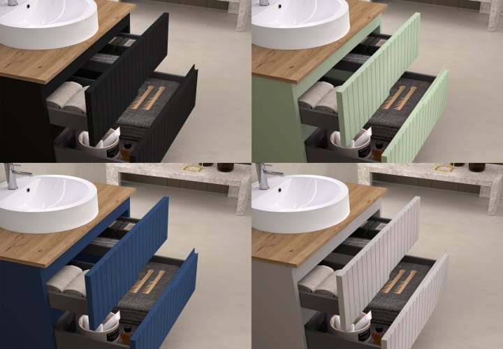 Mueble de baño con encimera de madera Bruntec Ebi colores Detalle 11