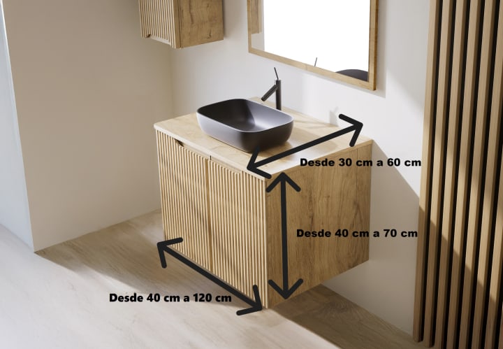 Mueble de Baño de madera maciza a Medida con encimera Bruntec Alpes 14 Croquis 6