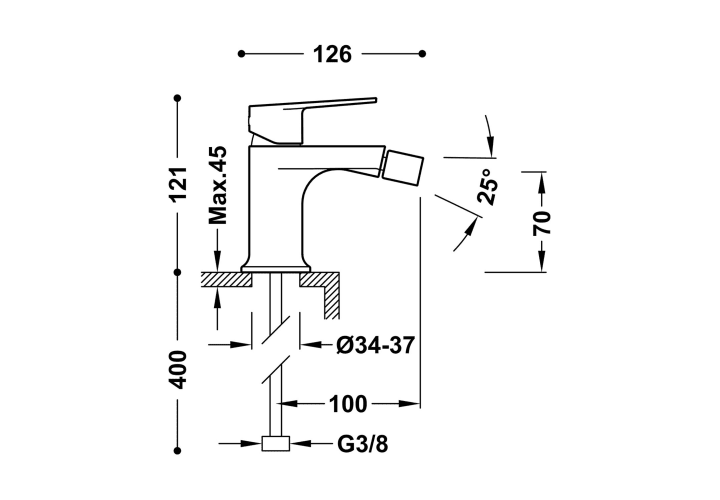Grifo de bidé Tres Project Croquis 12