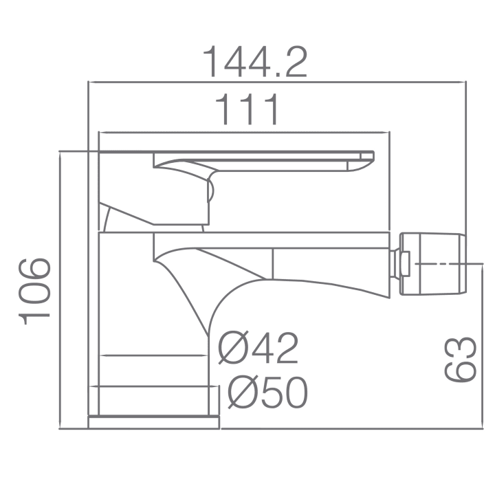 Grifo de bidé Imex Saona Croquis 1