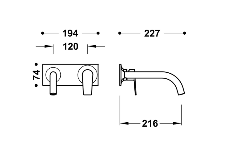 Grifo de lavabo empotrado Tres Project Croquis 13