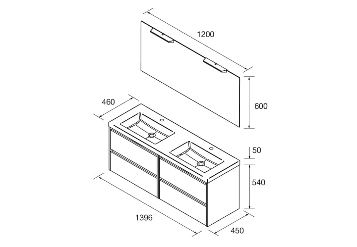 Conjunto mueble de baño Salgar Noja Croquis 11