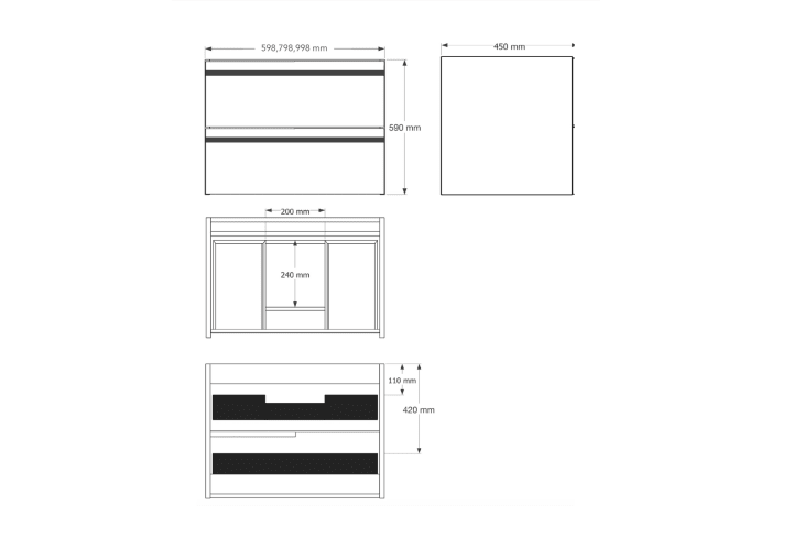 Muebles de baño con encimera de madera Bruntec Candem Croquis 7