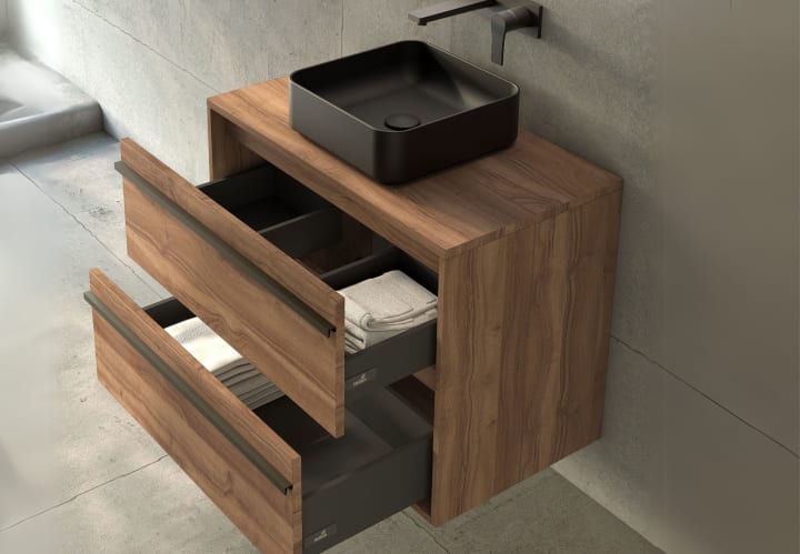 Muebles de baño con encimera de madera Bruntec Candem Detalle 3