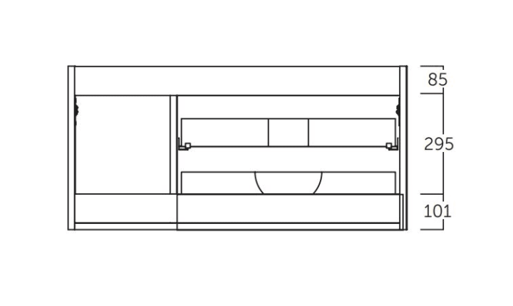 Mueble de baño Coycama Cenit con encimera de solid surface Croquis 4