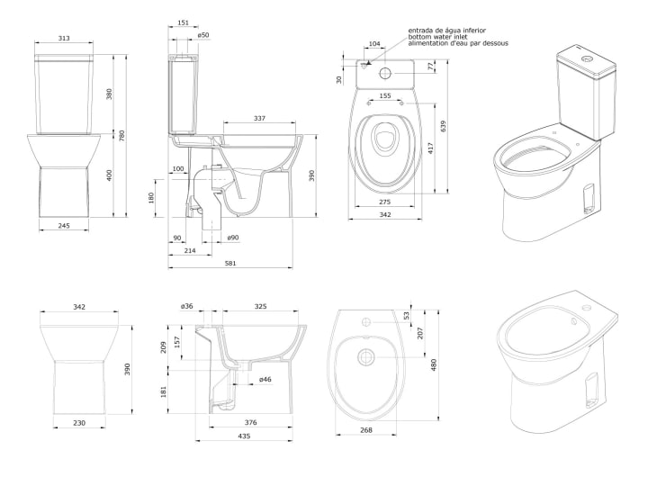 Pack inodoro + bidé Unisan Sanindusa Easy Croquis 10