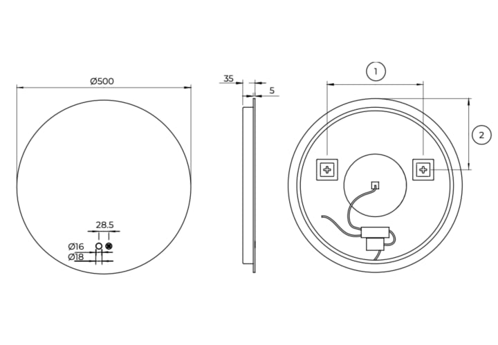 Espejo de baño con luz LED Ledimex Lisboa Croquis 12