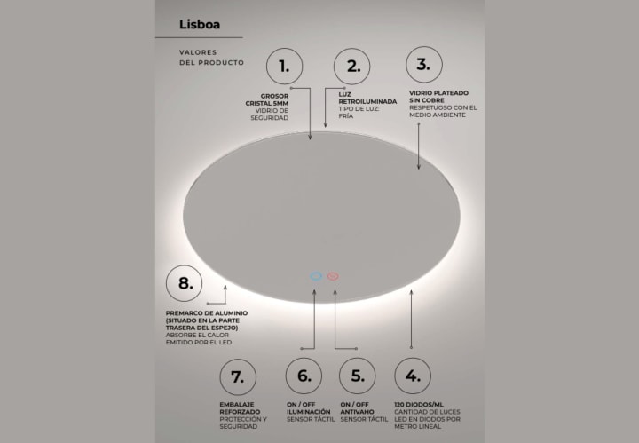 Espejo de baño con luz LED Ledimex Lisboa Detalle 7