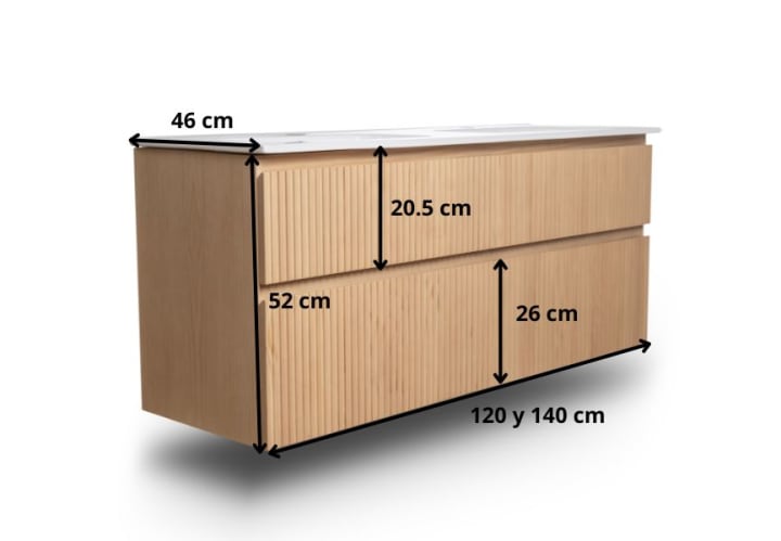 Conjunto de mueble de baño madera maciza palilleria Bruntec Alpes 7 Croquis 8