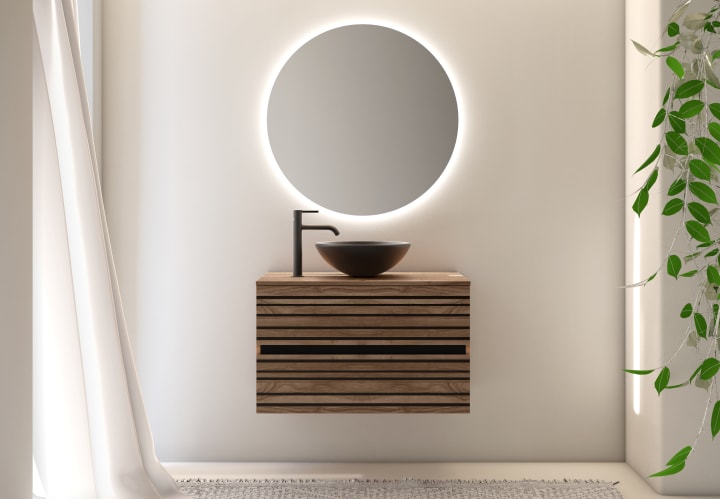 Mueble de baño con encimera de madera Bruntec Kora Principal 1