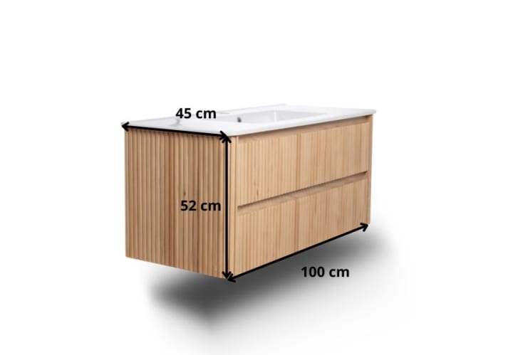 Conjunto de mueble de baño con lavabo encastrado Bruntec Baviera Croquis 5