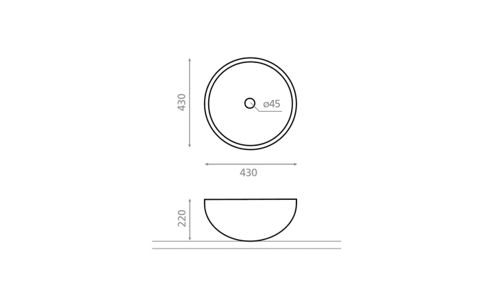 Lavabo sobre encimera Bathco Bejes Croquis 2