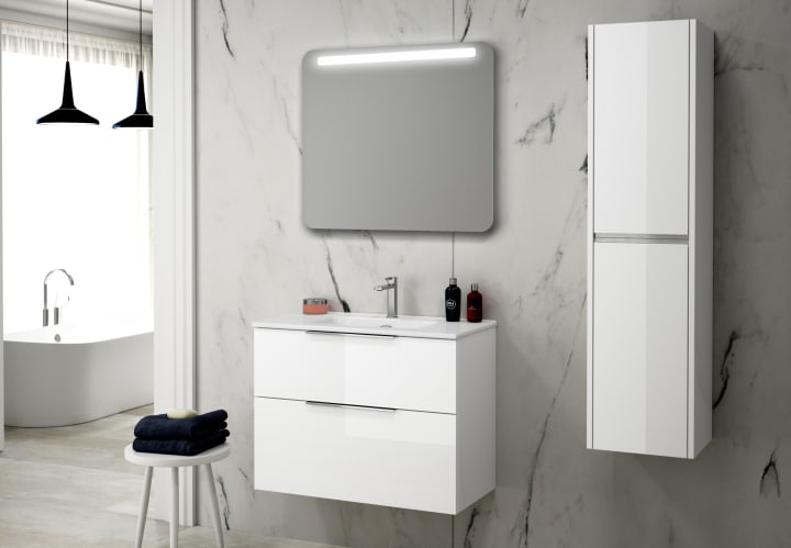 Conjunto mueble de baño fondo reducido 39cm Coycama Comet tirador cromo Principal 1