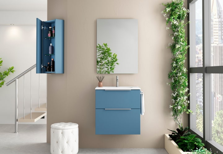 Conjunto mueble de baño fondo reducido 39cm Coycama Comet tirador cromo Principal 2