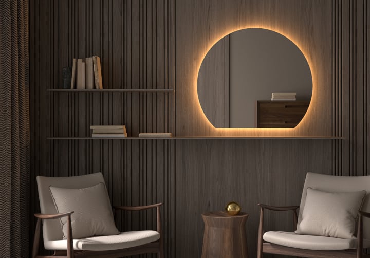 Espejo media luna con luz LED Bruntec Zoni Ambiente 9