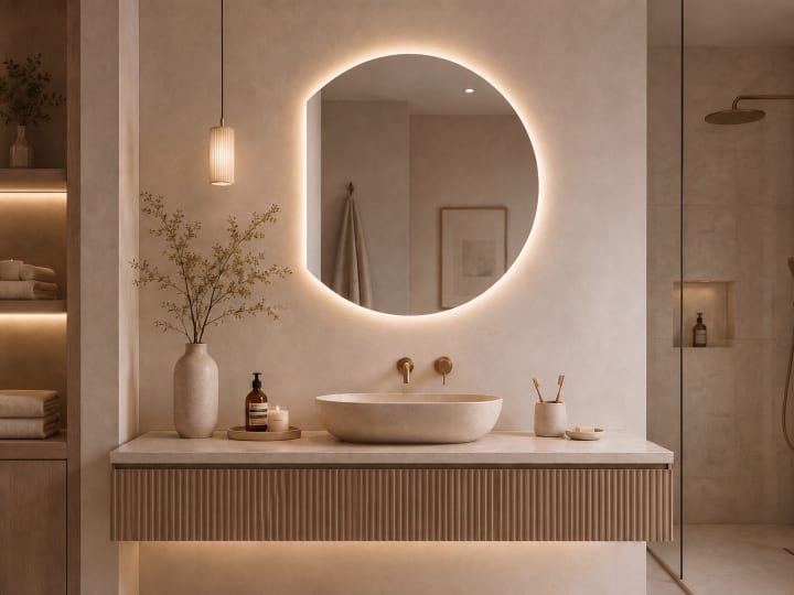 Espejo media luna con luz LED Bruntec Zoni Detalle 5