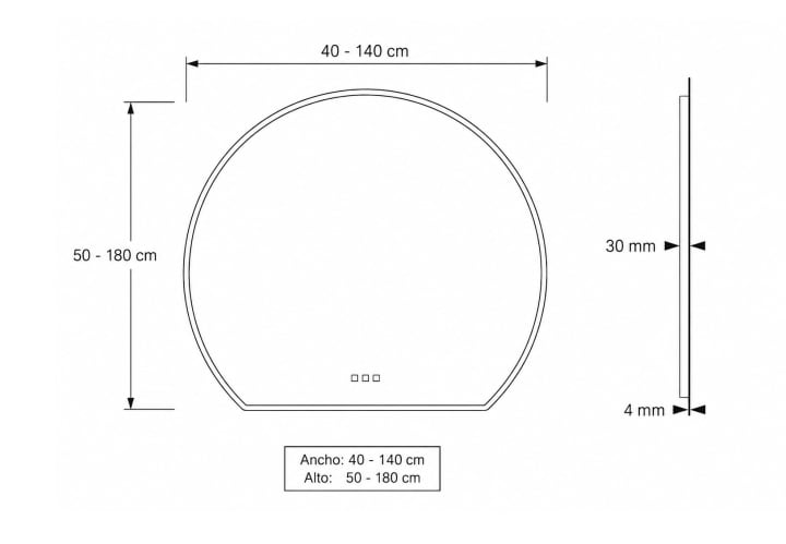 Espejo media luna con luz LED Bruntec Zoni Croquis 8
