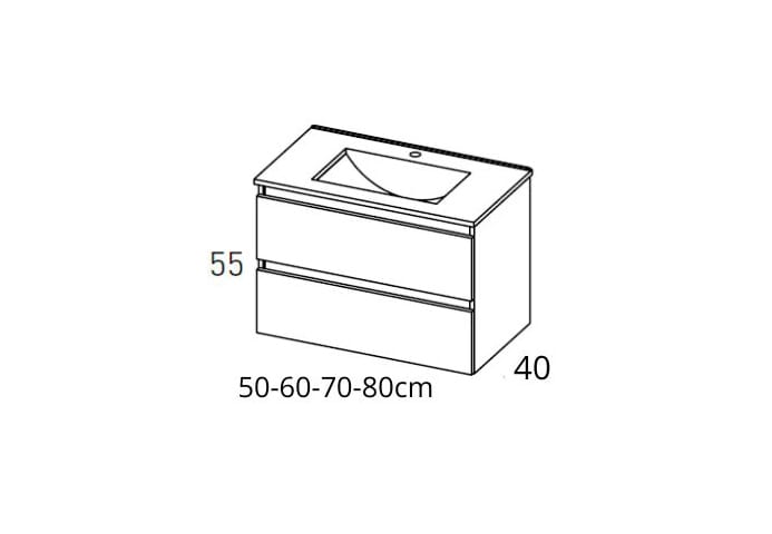 Conjunto mueble de baño fondo reducido 40 cm Viso Nido Croquis 7