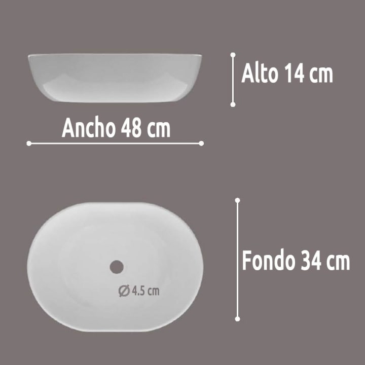 Lavabo sobre encimera Art and Bath Mónaco Croquis 5
