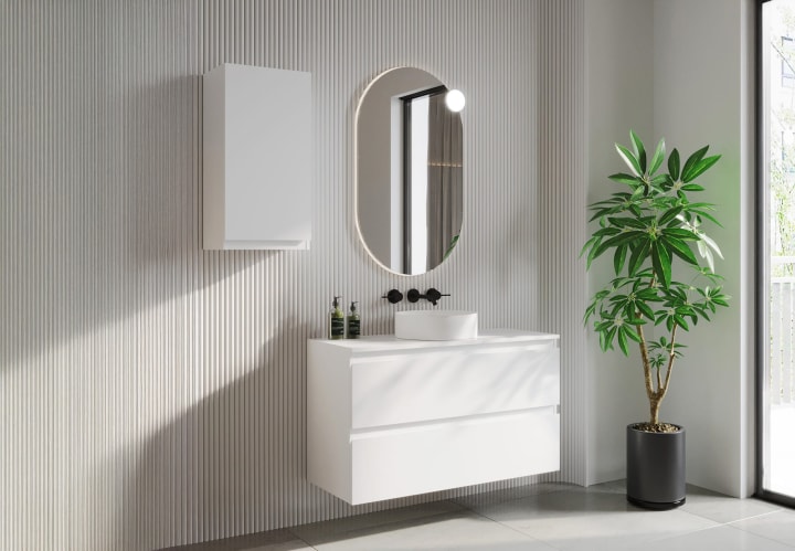 Mueble de baño MDF lacado con encimera de madera Bruntec Vilma Principal 2