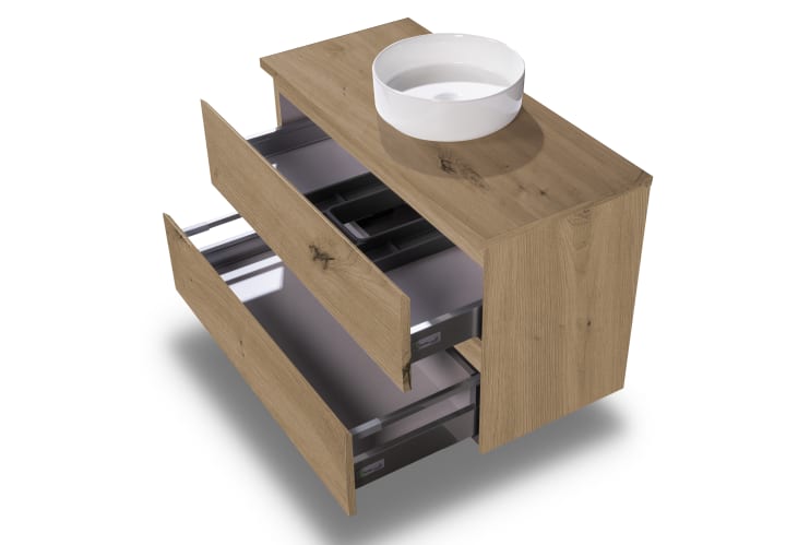 Mueble de baño MDF lacado con encimera de madera Bruntec Vilma Detalle 26