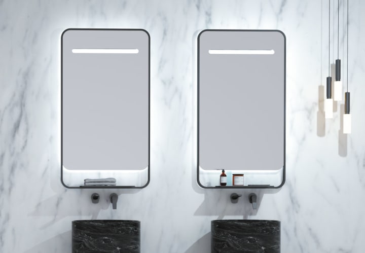 Espejo de baño con luz LED con repisa y cargador para móvil Ledimex Concept Ambiente 5