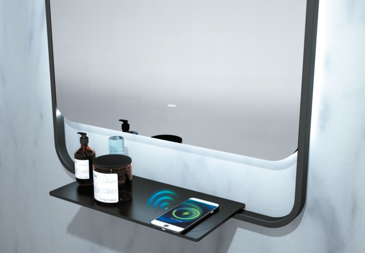 Espejo de baño con luz LED con repisa y cargador para móvil Ledimex Concept Detalle 2