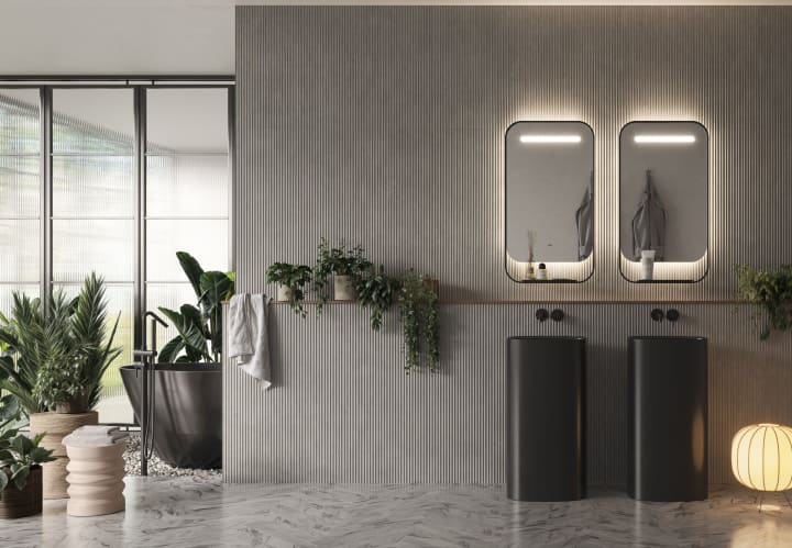Espejo de baño con luz LED con repisa y cargador para móvil Ledimex Concept Ambiente 6