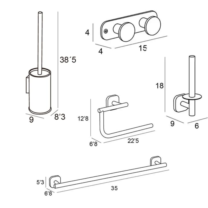 Conjunto accesorios de baño Manillons Torrent Bassic Croquis 6