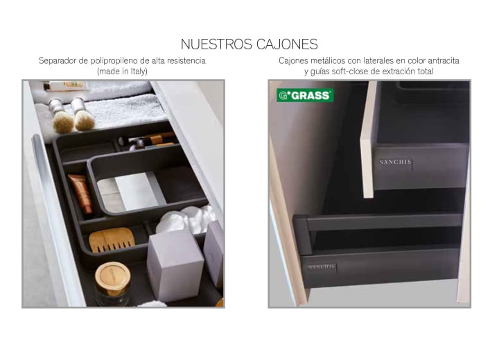 Conjunto mueble de baño con lavabo sobre encimera Sanchís Etna opción 5