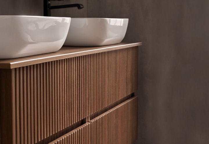 Conjunto mueble de baño con lavabo sobre encimera Sanchís Etna Detalle 2