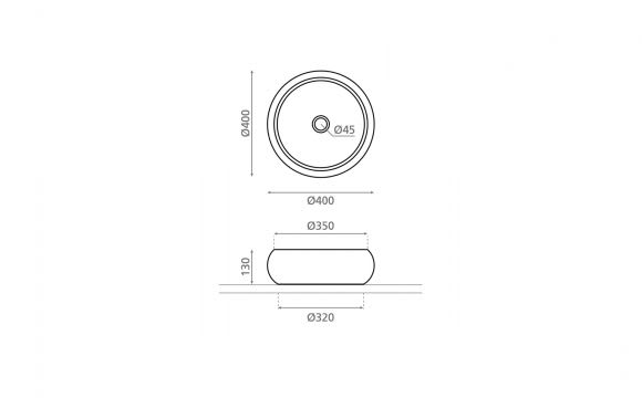Lavabo sobre encimera Bathco Domed Croquis 2