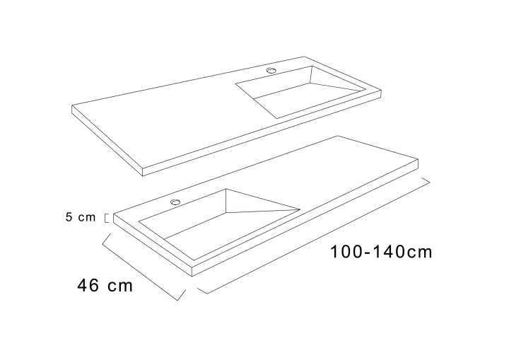 Lavabo de baño encastrado Torvisco Cut Plus Croquis 5