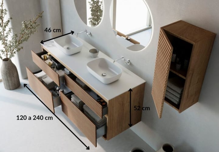 Mueble de baño con encimera de solid surface Bruntec Alpes 9 Croquis 4