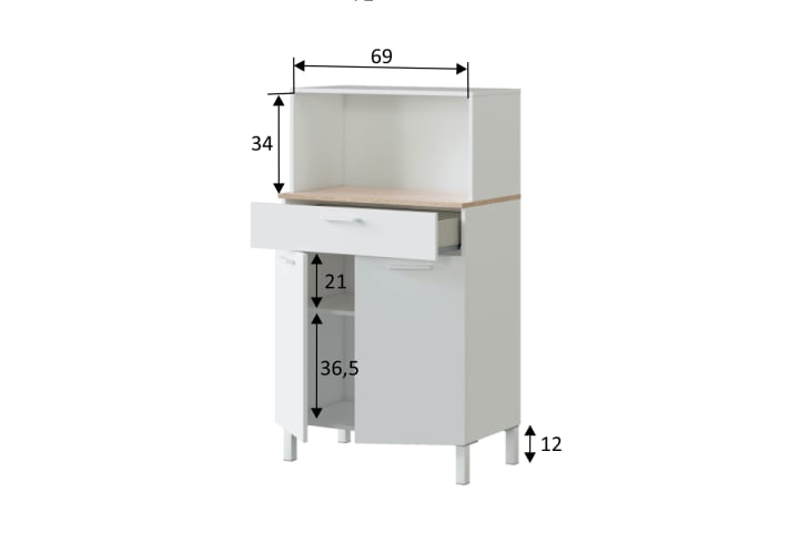 Auxiliar de cocina con encimera roble canadian Bruntec Fast Croquis 5