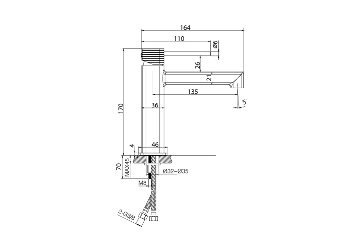 Grifo de lavabo Imex Firenze Croquis 9