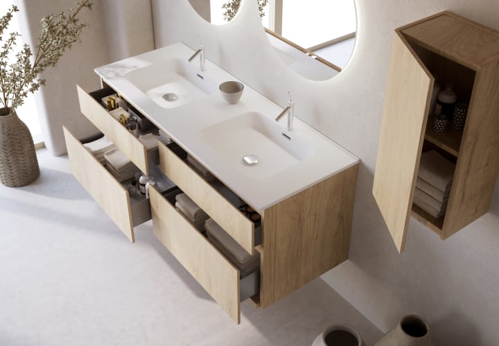 Conjunto de mueble de baño madera maciza Bruntec Alpes 7 Detalle 2