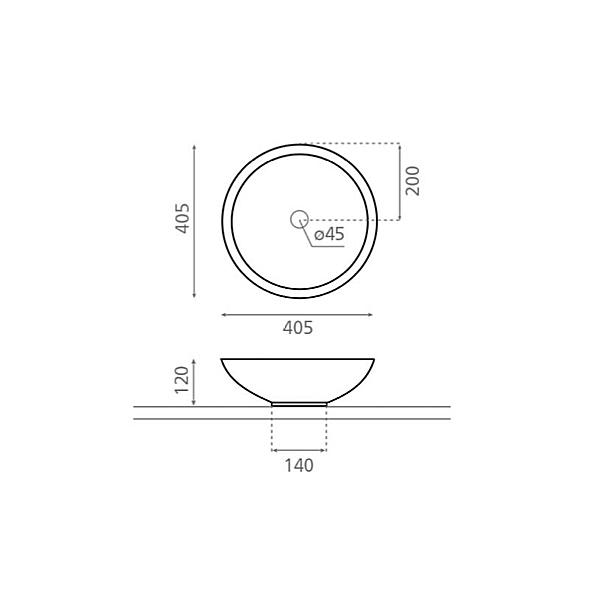 Lavabo sobre encimera Bathco Catania Croquis 4