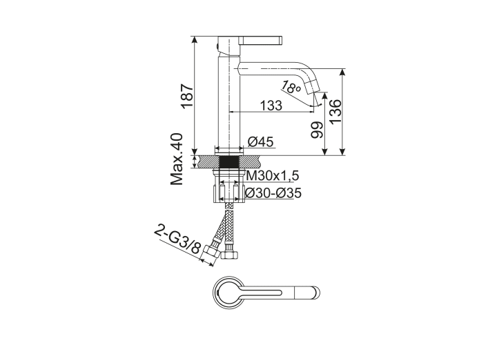 Grifo de lavabo de Lluvibath Bambú Croquis 5